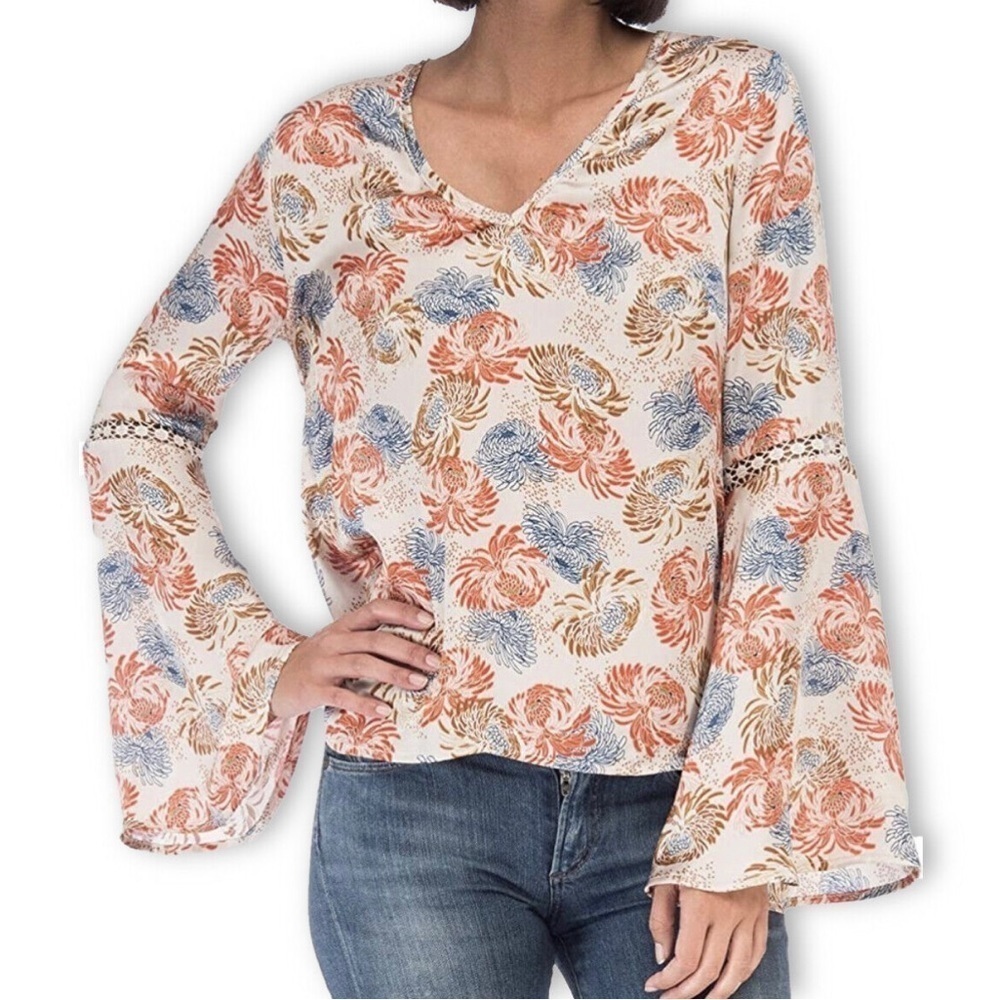 Collection By Bobeau Chrysanthemum Burst Print Blouse